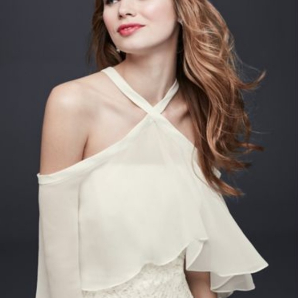 COPY - 💐David's Bridal Ivory Chiffon Topper💐